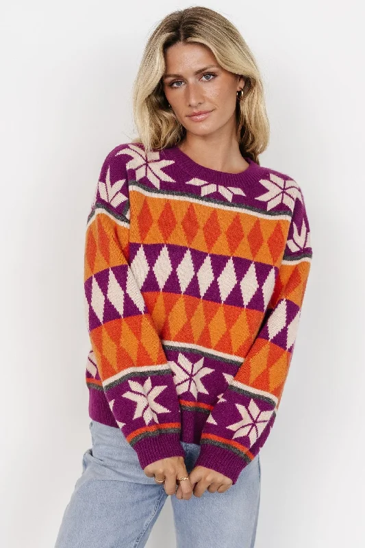 Zermatt Sweater | Magenta + Orange Print