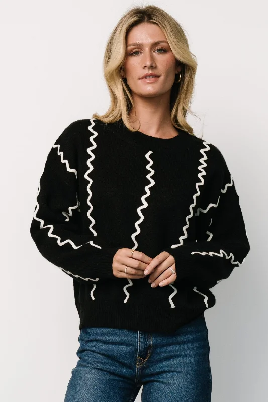 Misha Patterned Sweater | Black