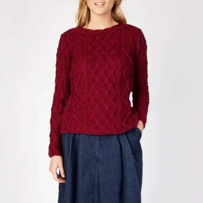 Body Design Lattice Cable Lambay Aran Sweater