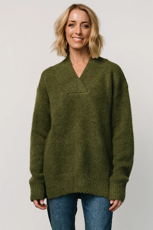 Elegant Style Calgary Oversized Sweater | Olive