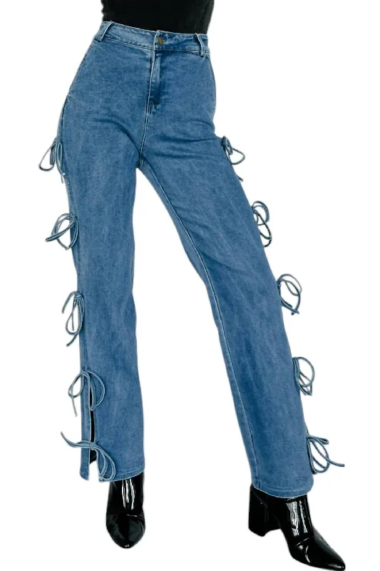 Street Fashion Bow Tied Pants In Denim