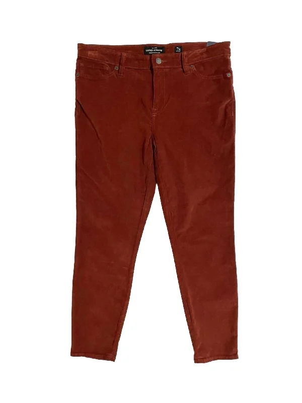 Bottom And Versatile Corduroy Cropped Skinny Pants In Rust Brown