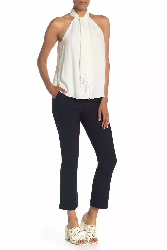 Elegant Style Pinstriped Baby Kick Ankle Trousers In Navy