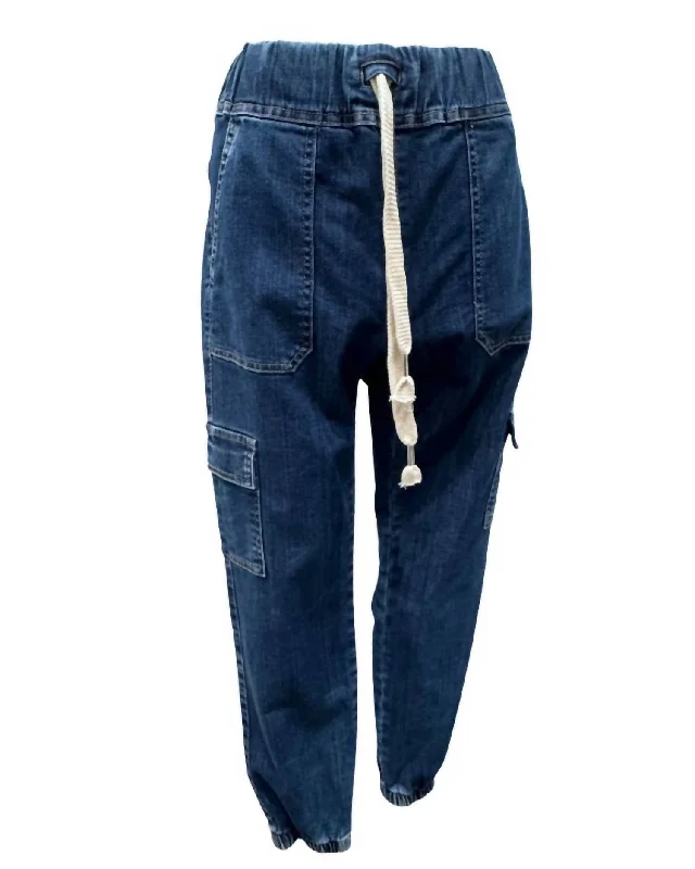 Unique Design Women's Gaya Cargo Denim Jogger