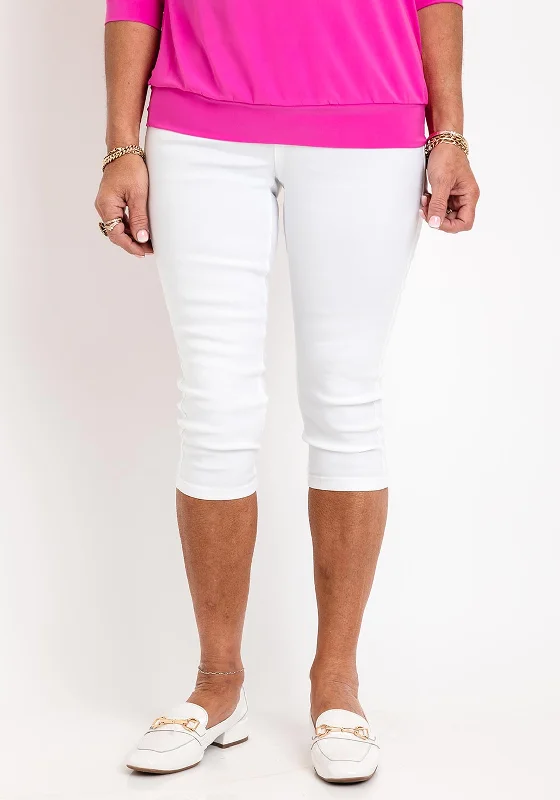 Retro Fashion Fransa High Waist Capri Jeans, White
