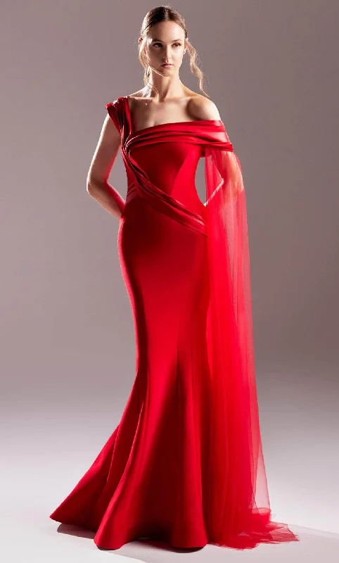 Autumn Selection MNM COUTURE G1505 - Asymmetrical Sash Evening Gown