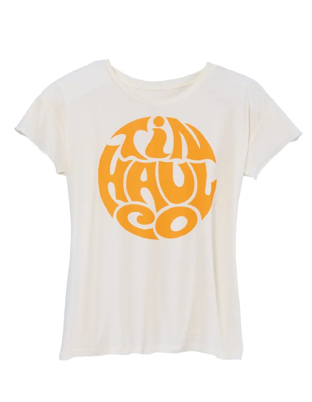 British Style Tin Haul Womens Wavy Circle Print White 100% Cotton S/S T-Shirt