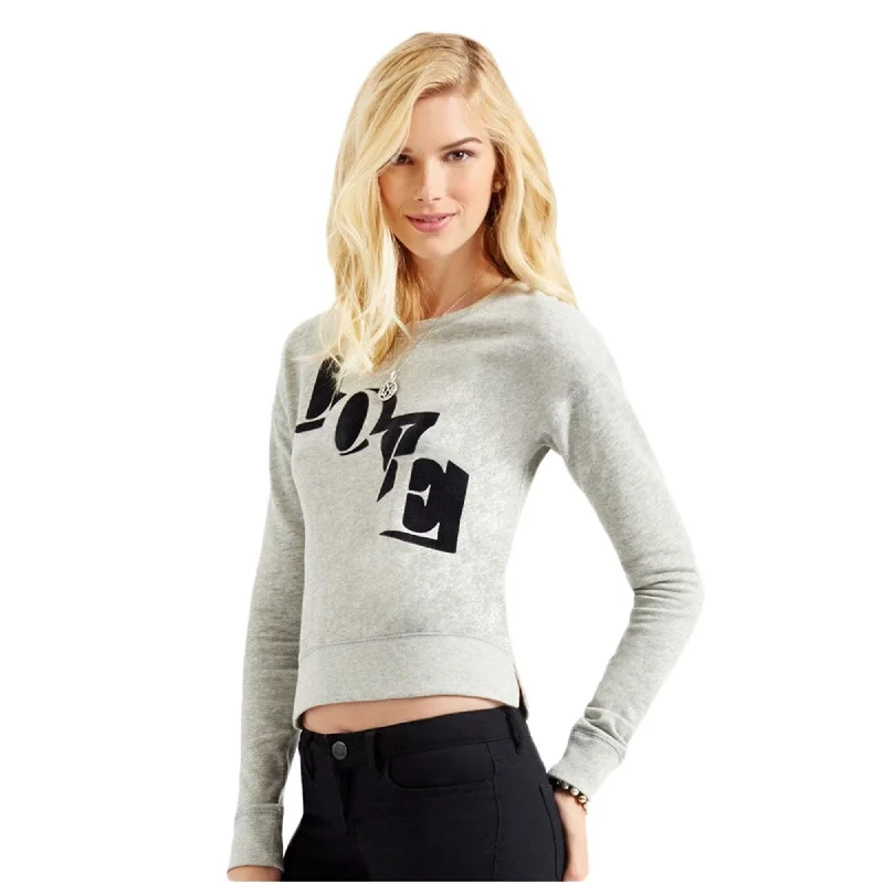 Layered Style Aeropostale Womens LOVE Sweatshirt, Grey, X-Large