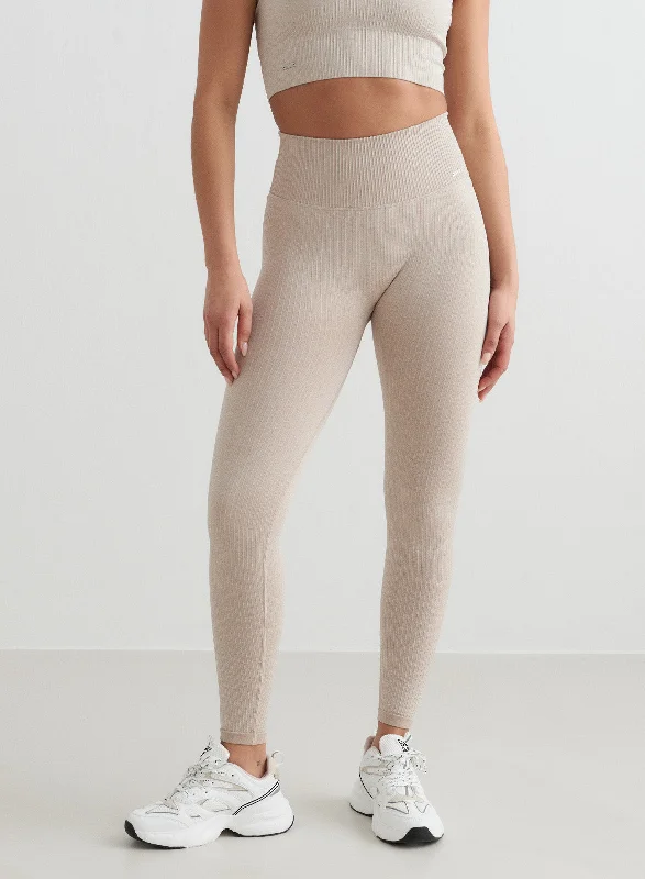 Comfortable Jackets Beige Ribbed Seamless Tights