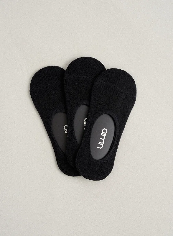 Classic Comfort 3-Pack Black Invisible Workout Socks