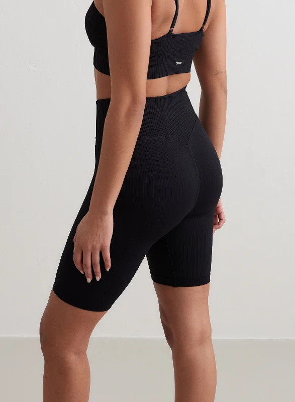 Soft Wear Black Ribbed Seamless Biker Shorts