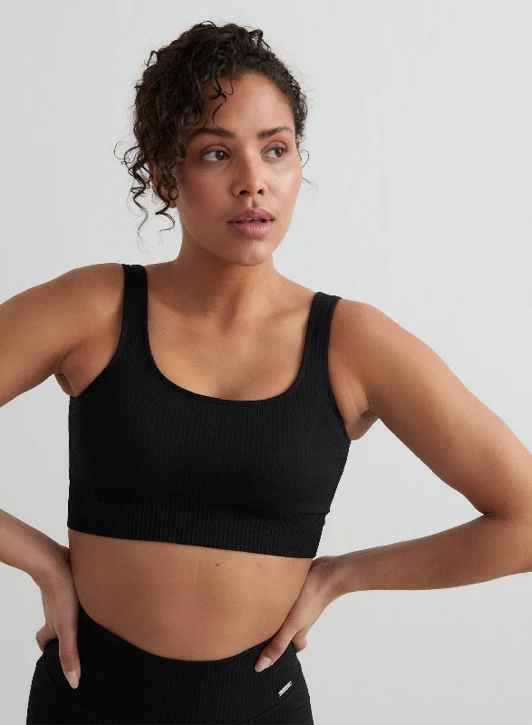 Cozy Footwear Black Ribbed Seamless Bra