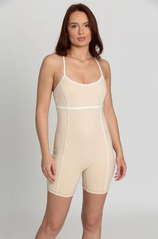 Daily Comfort Creme Brulee White Lined Playsuit