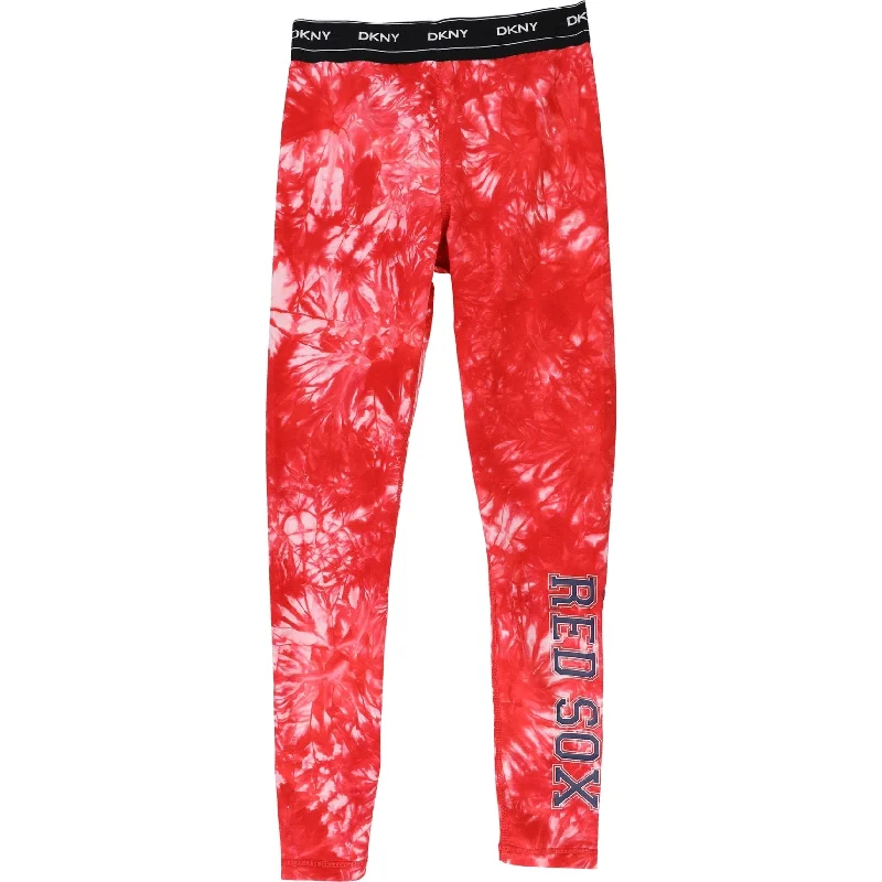 DKNY Womens Boston Red Sox Compression Athletic Pants, Red, Small