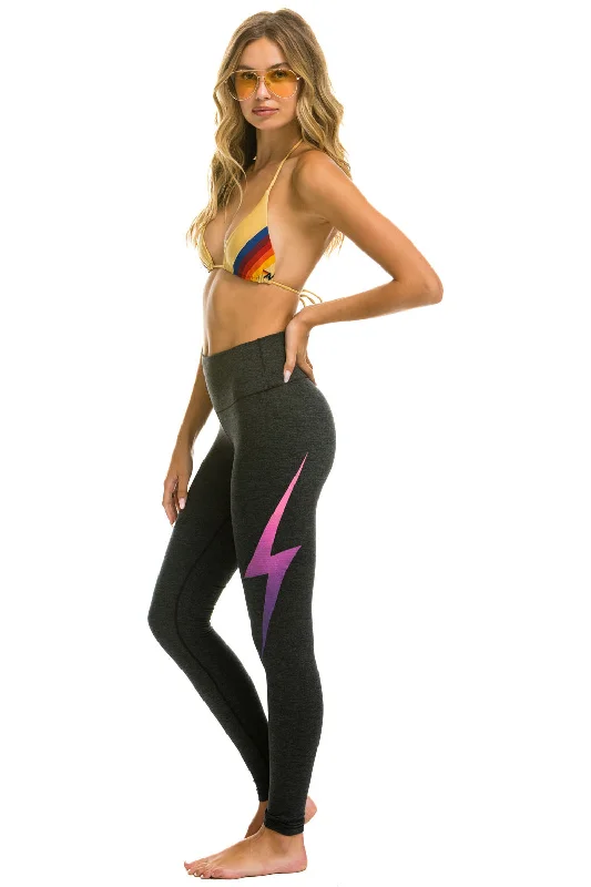 FULL LENGTH HI-RISE BOLT FADE LEGGINGS - CHARCOAL // PINK PURPLE