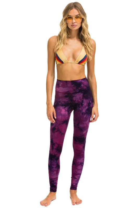 HAND DYED FULL LENGTH HI-RISE LEGGINGS - TIE DYE CRYSTAL ROSE