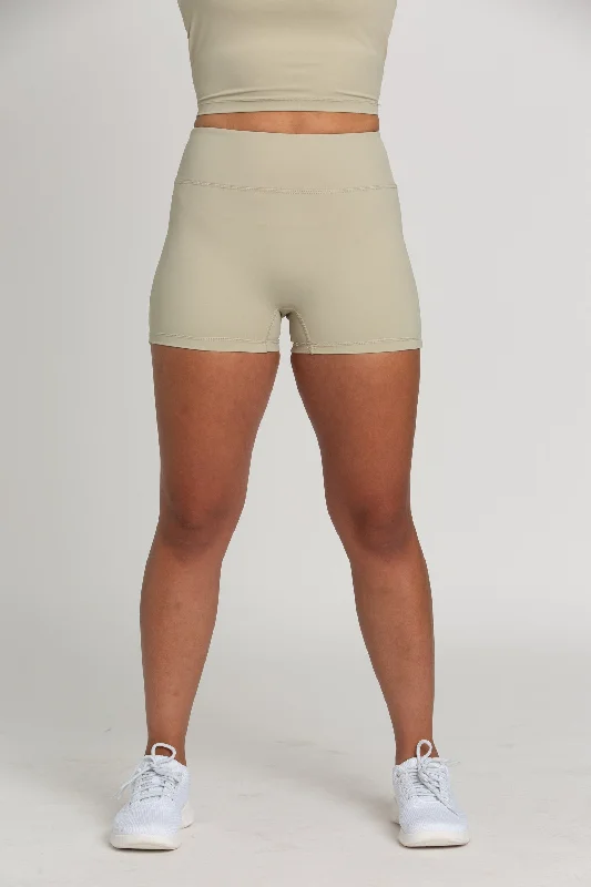 Effortless Wear Pale Moss Zipper Spandex Shorts