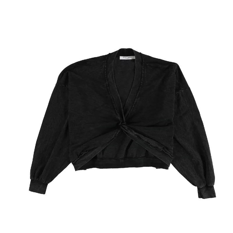 Relaxed Fashion Project Social T Womens Acid-Wash Knot Sweatshirt, Black, X-Small