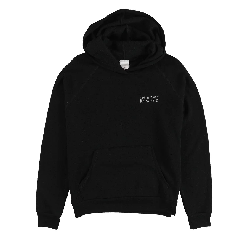 Comfortable Fashion Looks Project Social T Womens Life Is Tough Hoodie Sweatshirt, Black, Small