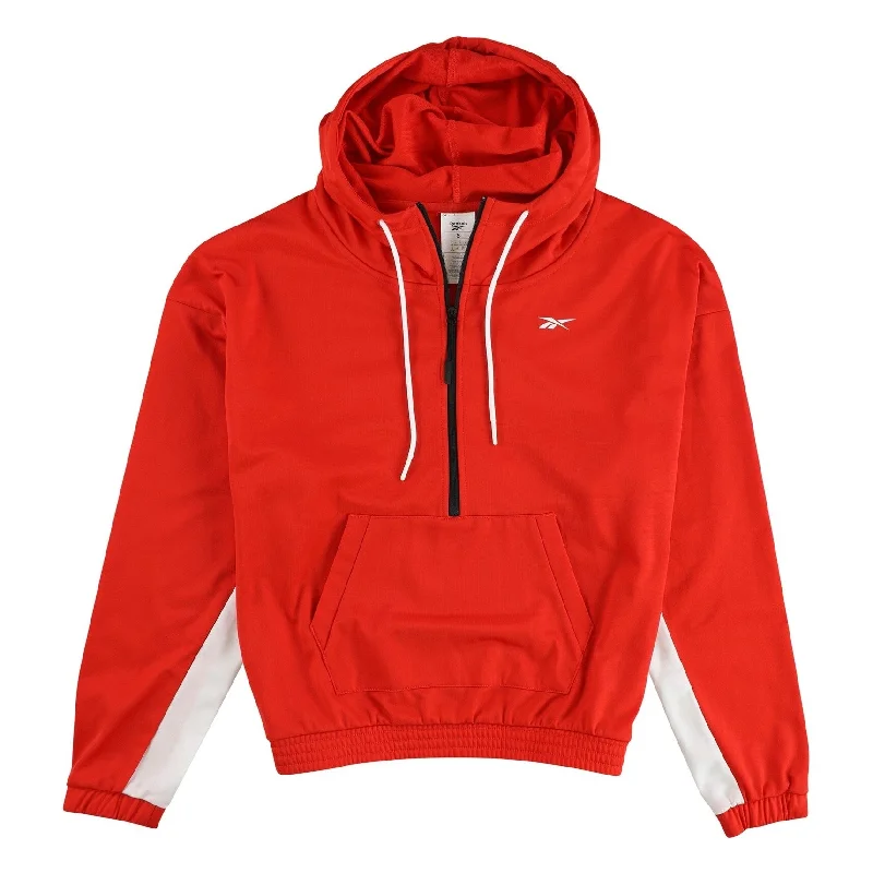 Versatile Itinerary Reebok Womens Linear Logo 1/4 Hoodie Sweatshirt, Red, Small