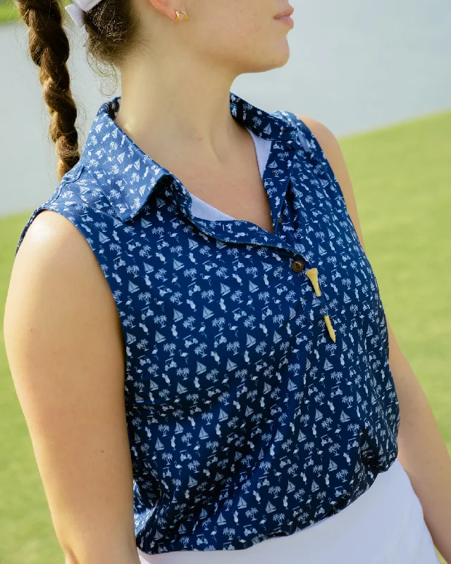 Easygoing Outfits The Afternoon Round - Navy - Ladies Sleeveless Golf Polo