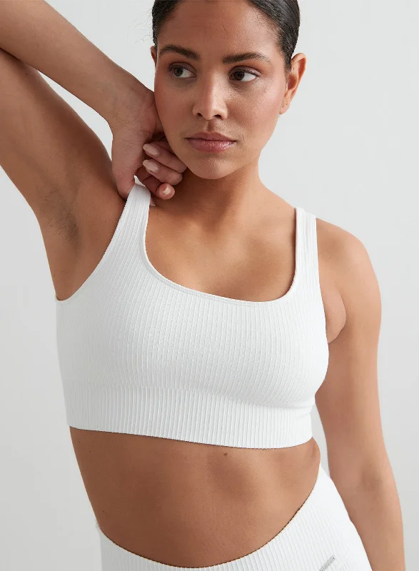 Comfortable Jeans White Ribbed Seamless Bra