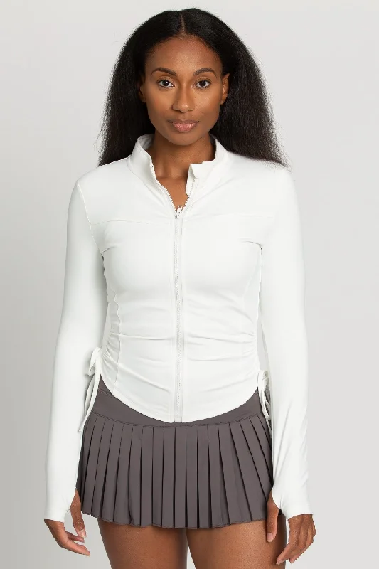 Cozy Chic Wear White Side Tie Athletic Jacket