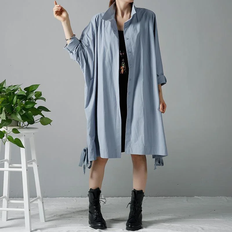 Blue oversize women coats trench cardigans