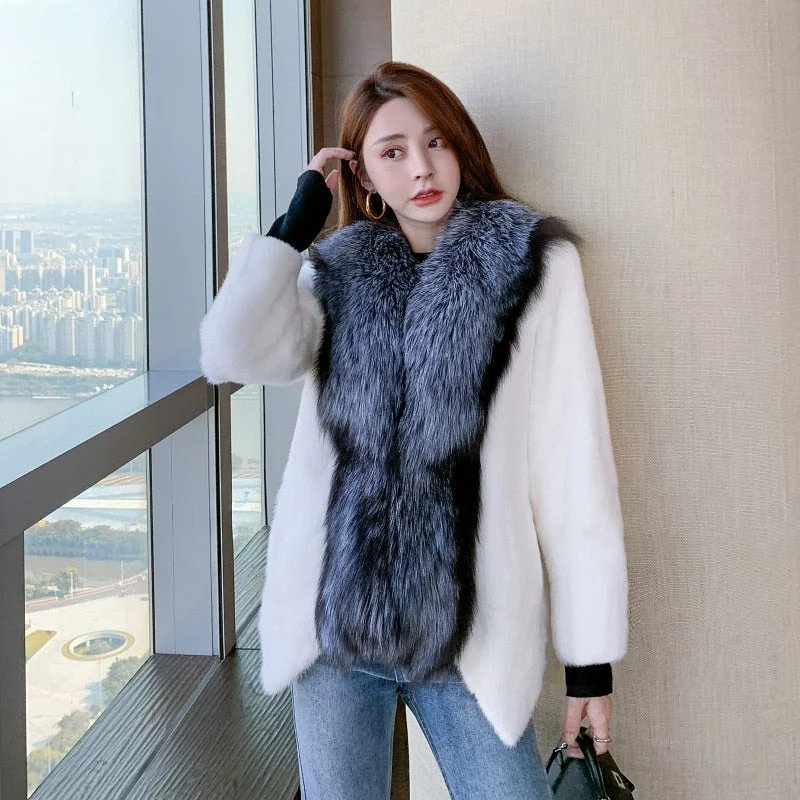 Women's Winter Natural Mink Fur Leisure Style Thick Short Jackets