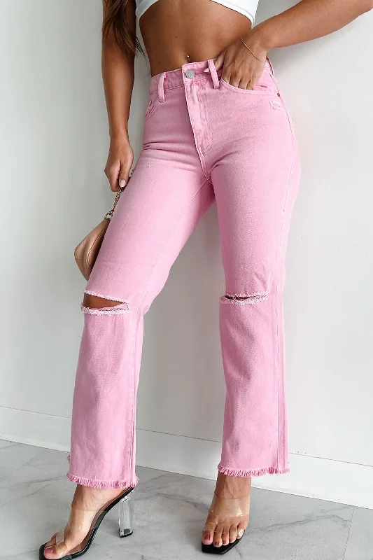 DOORBUSTER Bernina High Rise Slim Straight Jeans (Pink)