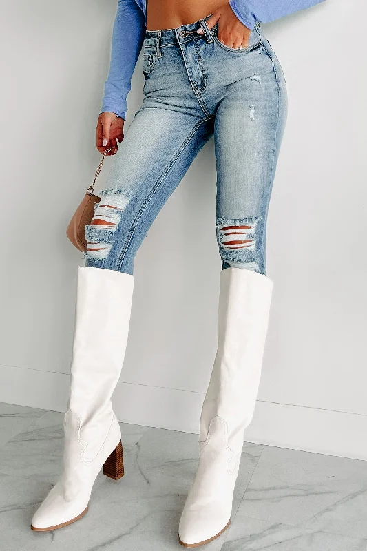 Just Like Magic Mid-Rise Distressed Skinny Jeans (Medium)