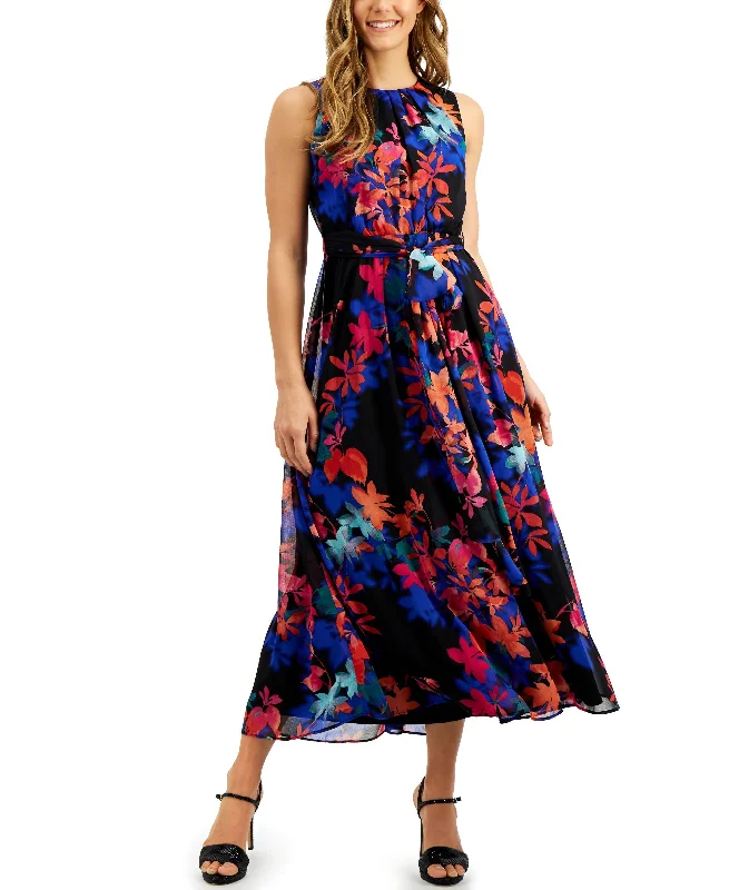 Calvin Klein Tropical Floral Chiffon Dress