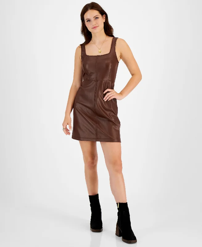 Juniors' Faux-Leather Sheath Dress