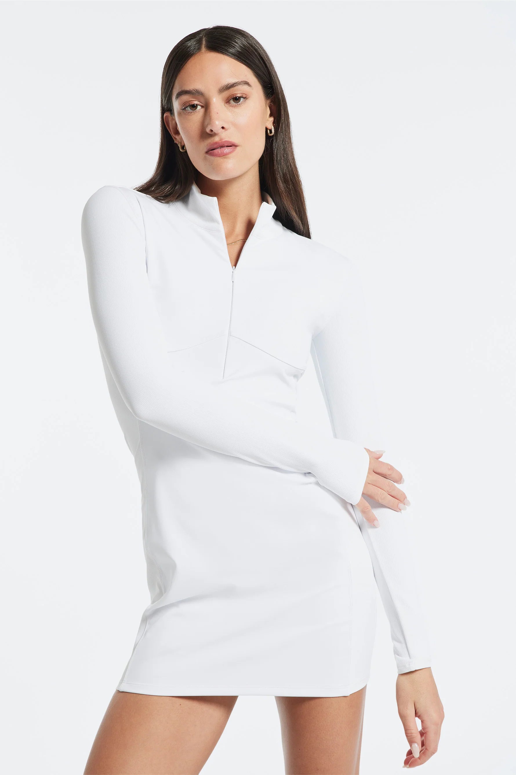 Rib Mix 1/4 Zip Dress