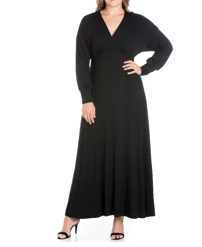 Women's Plus Size Bishop Sleeves Maxi Dress