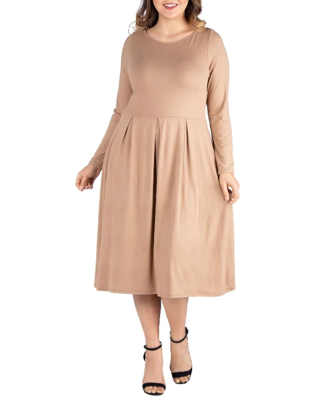 Women's Plus Size Fit and Flare Midi Dress