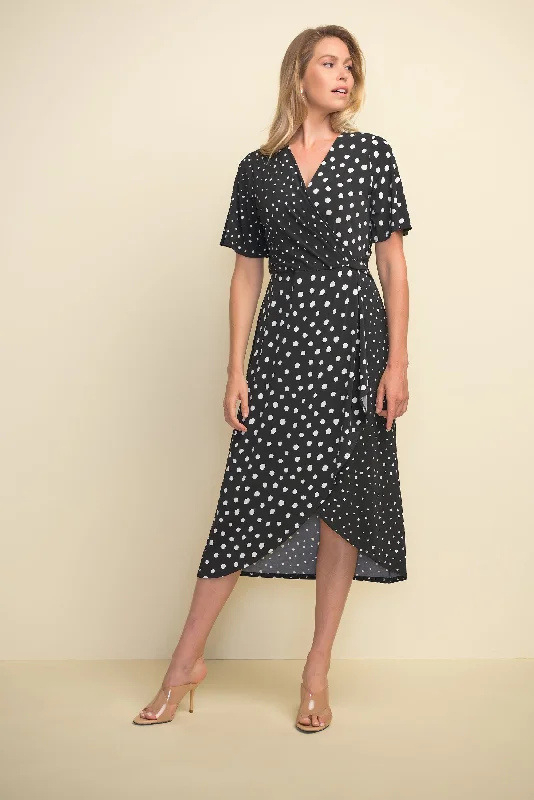 Joseph Ribkoff Wrap Front Polka Dot Dress