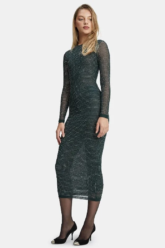 Comfortable Sweaters Atlas Diamante Midi Dress - Forest Green