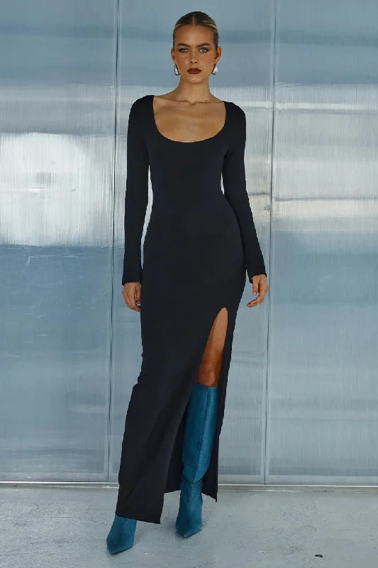 Elegant And Charming Audra Midi Dress - Black