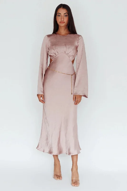 Lazy Style Aurelie Cut Out Midi Dress - Rose