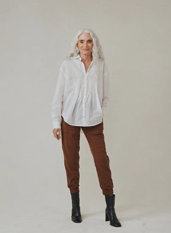 Soft Style Pintuck Flowy Shirt - White