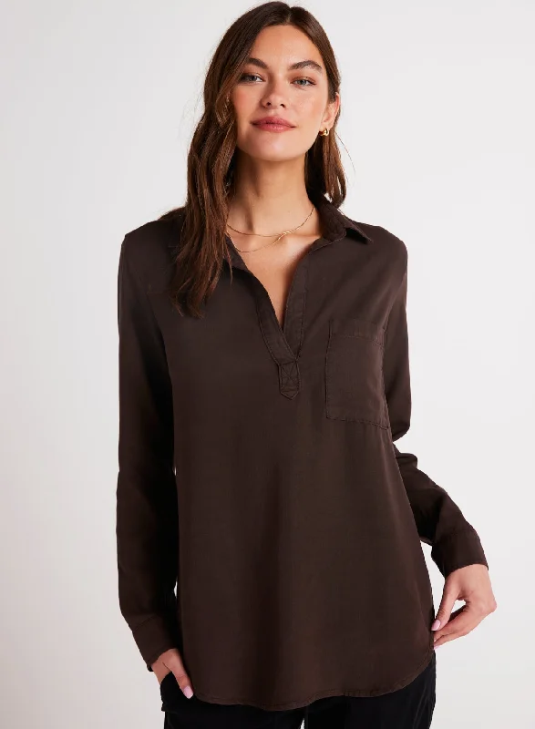Youthful Style Long Sleeve Pullover Tunic - Chestnut Brown