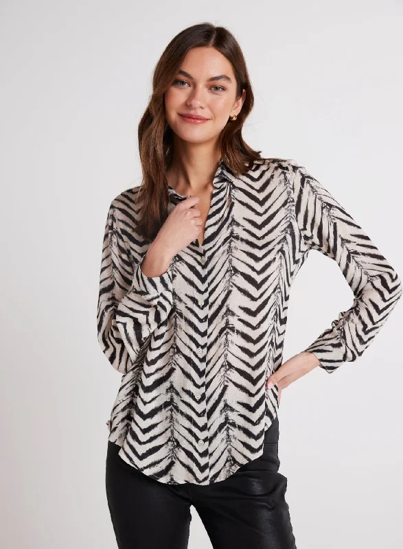 Button Down Shirt - Batik Chevron Print