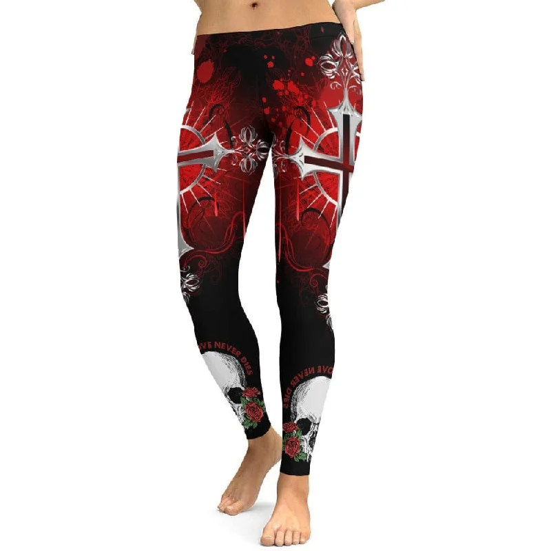 Embrace An Edgy, Sleek Look With Our Ladies Gothic Skull Pattern Yoga Pants