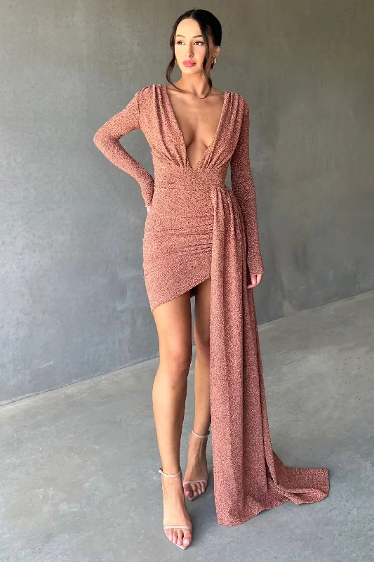 College Style Mariya Dress - Bronze Foil