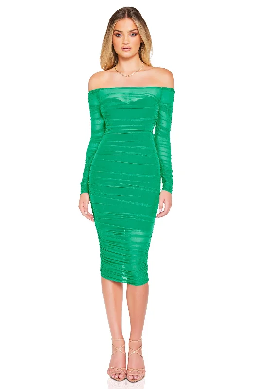 Warm And Comfortable Nookie Zen Long Sleeve Midi Dress - Green