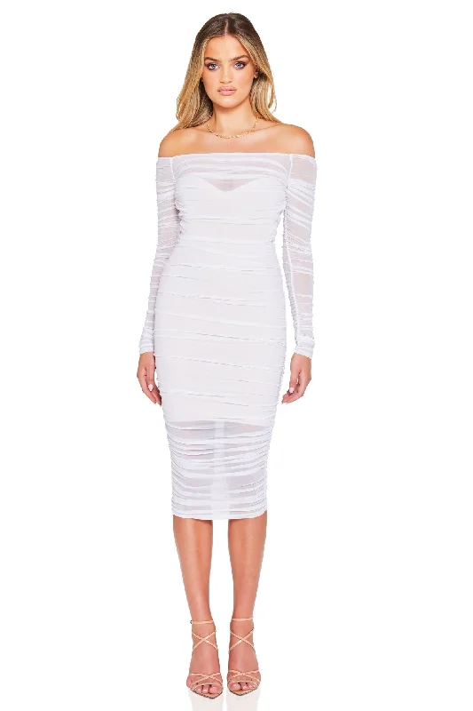 Fashion Elements Nookie Zen Long Sleeve Midi Dress - White