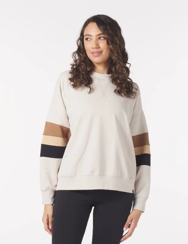 Exclusive Customization Vintage Oversized Crew: Oatmilk/Tonal Stripes