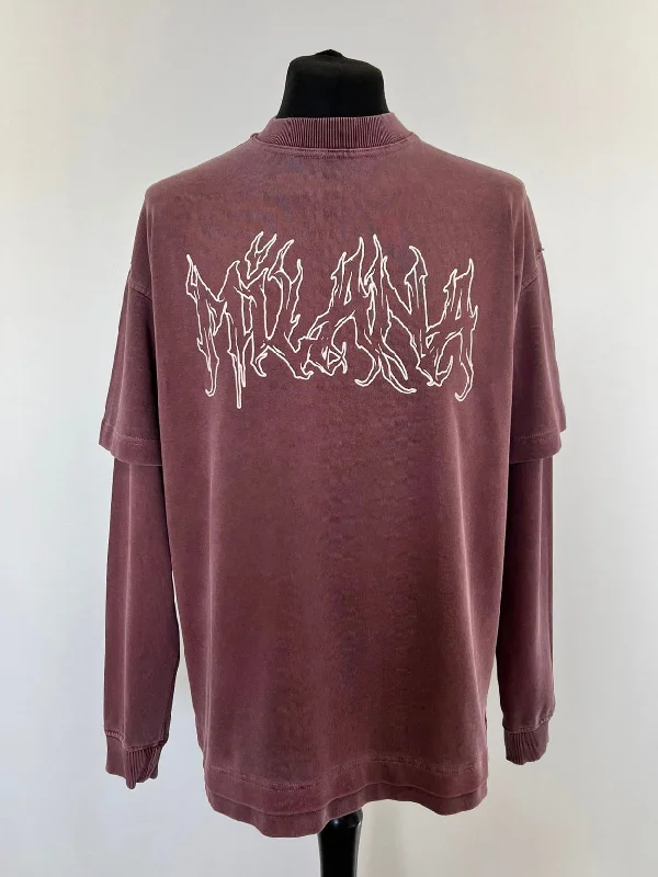 Washed Burgundy Milana Heavyweight T-shirt Long Sleeve.