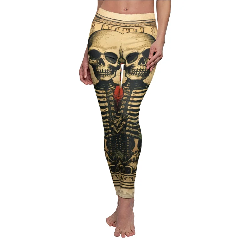 Warm Layers Women's Vintage Skull & Rose Casual Leggings
